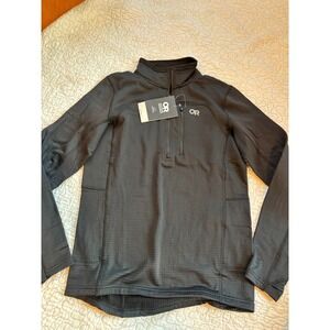 Outdoor Research Mens Vigor Grid Fleece Half Zip Black Pullover Size Small